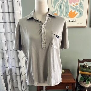 Versace Sport Womens Taupe Gray Cotton Polo Shirt Made in Italy Golf Top L